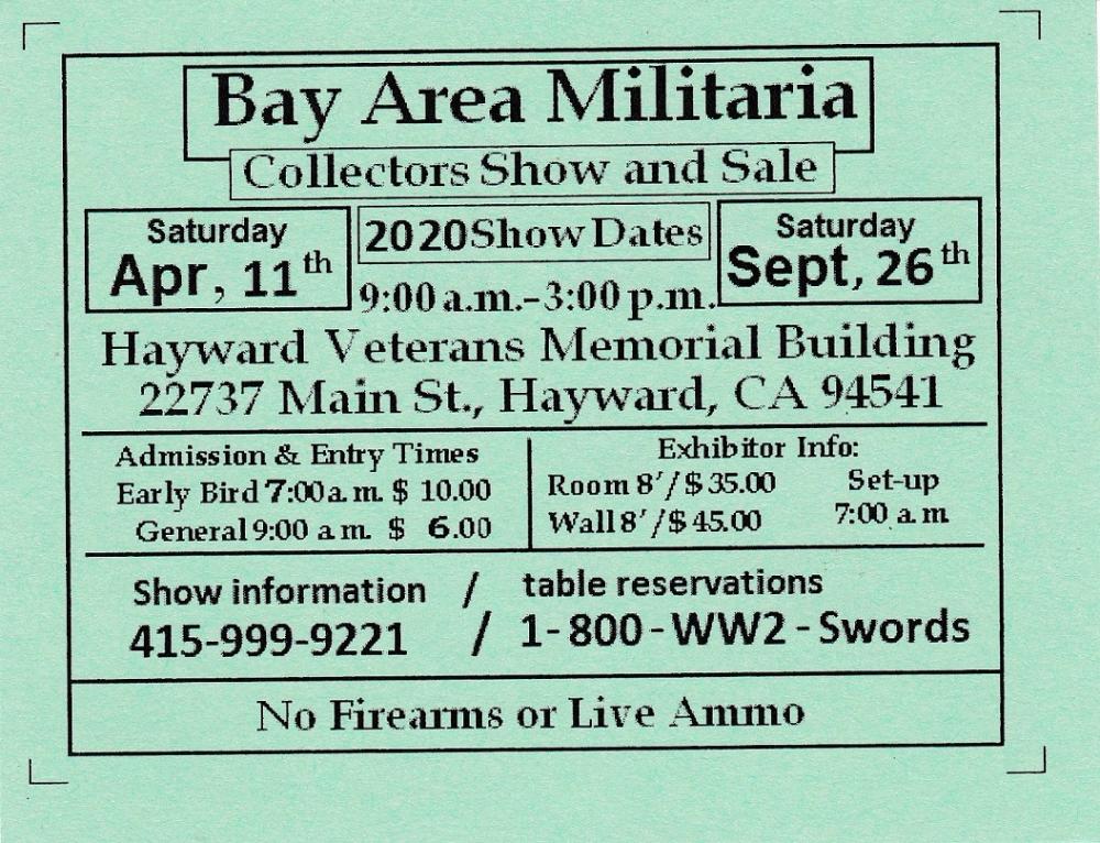 BAM Hayward,Ca. April 11Th EVENTS CALENDAR World Militaria Forum